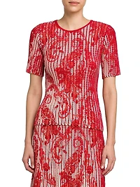 Paisley Pintuck Knit Top