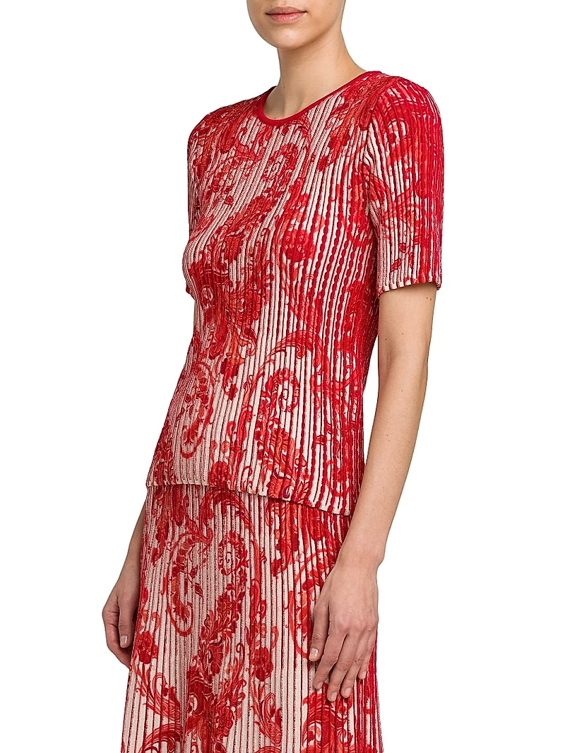 Paisley Pintuck Knit Top