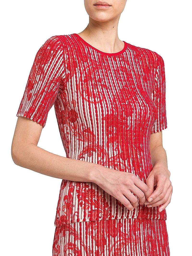 Paisley Pintuck Knit Top