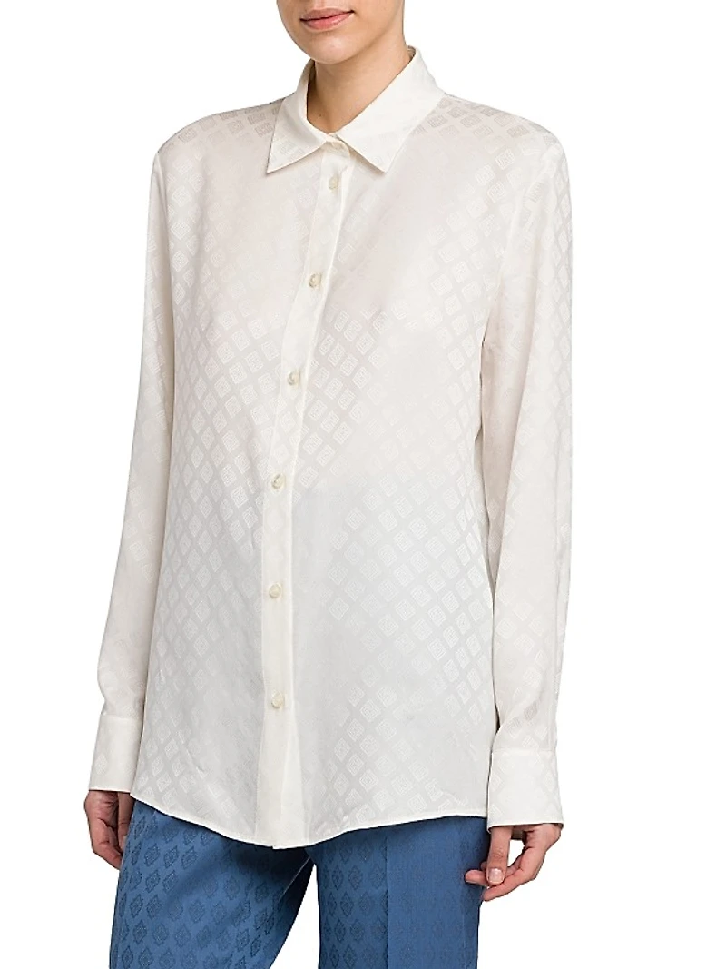 Geometric Jacquard Silk-Blend Shirt