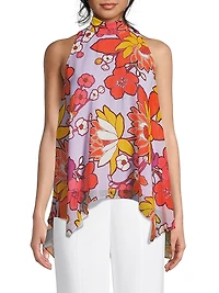Monica Floral Chiffon Halter Blouse