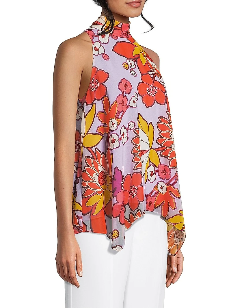 Monica Floral Chiffon Halter Blouse