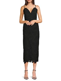 Ethella Beaded Lace Midi-Dress