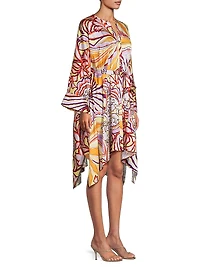 Zayna Floral Satin Belted Midi-Dress