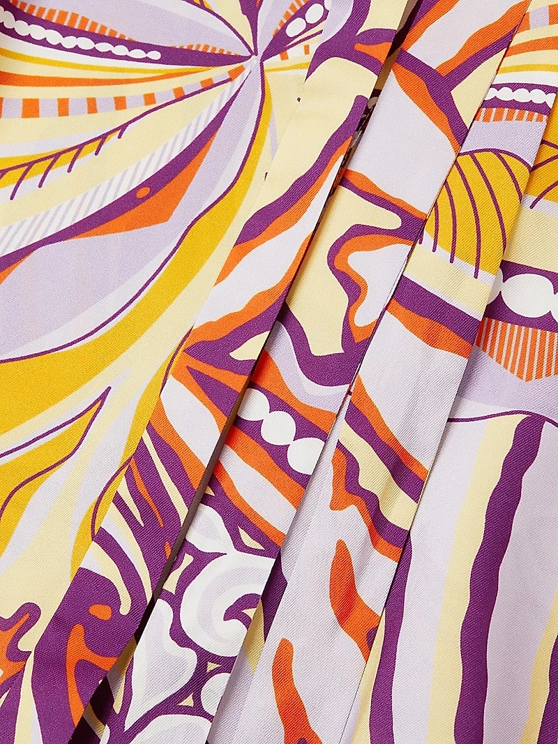 Zayna Floral Satin Belted Midi-Dress