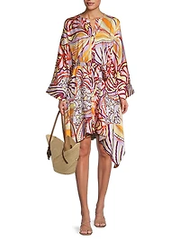 Zayna Floral Satin Belted Midi-Dress