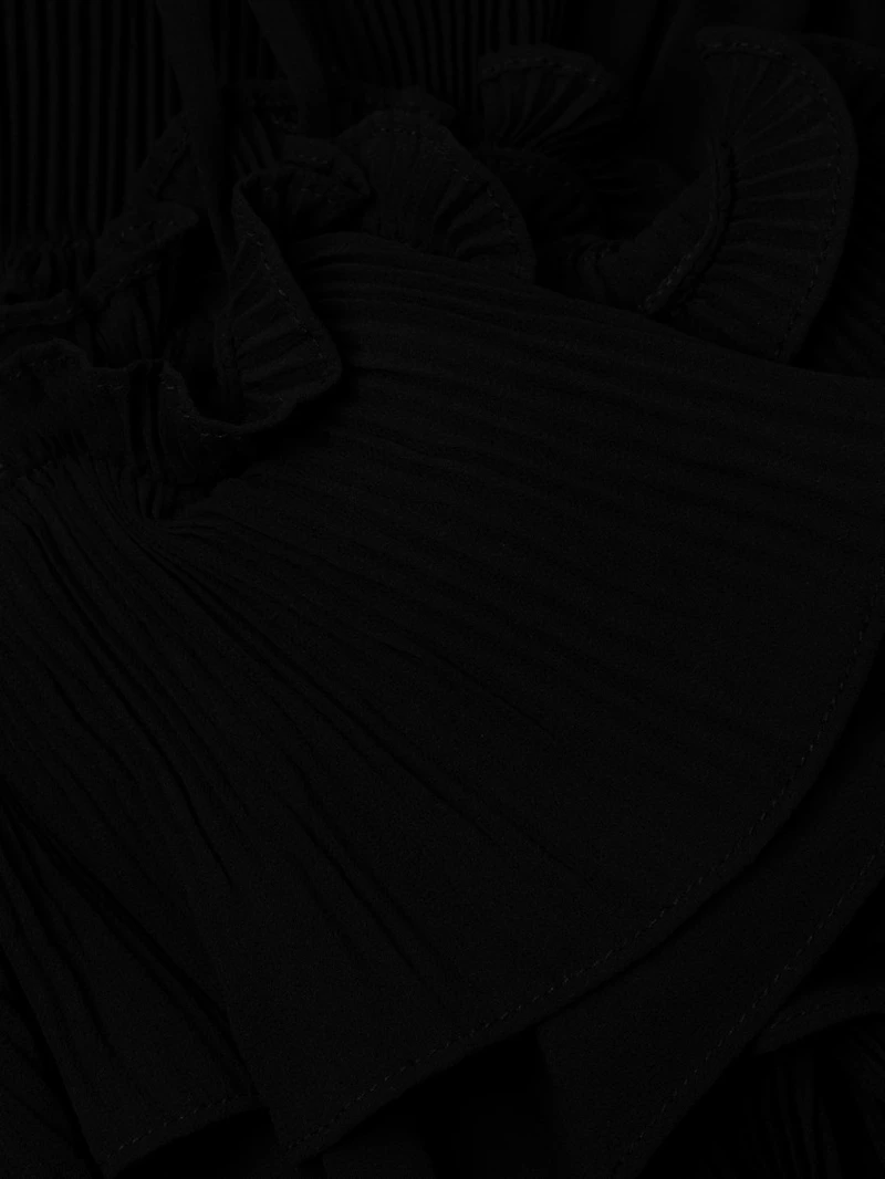 Holland Pleated Ruffled High-Low Dress