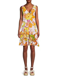 Talia Floral-Sequined Knee-Length Dress