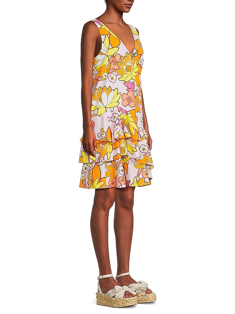 Talia Floral-Sequined Knee-Length Dress