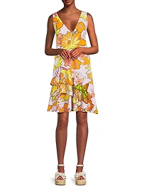 Talia Floral-Sequined Knee-Length Dress