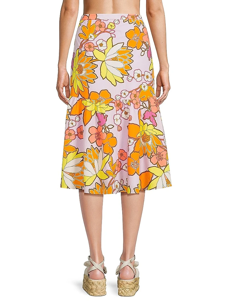 Kehlani Floral-Sequined Midi-Skirt