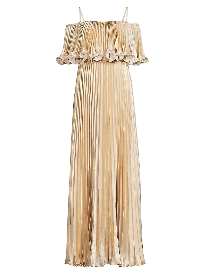 Nikita Metallic Pleated Maxi Dress