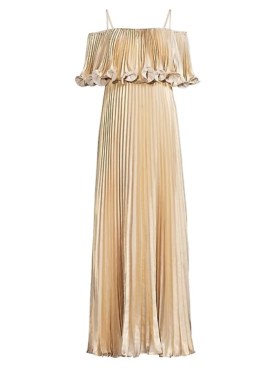 Nikita Metallic Pleated Maxi Dress
