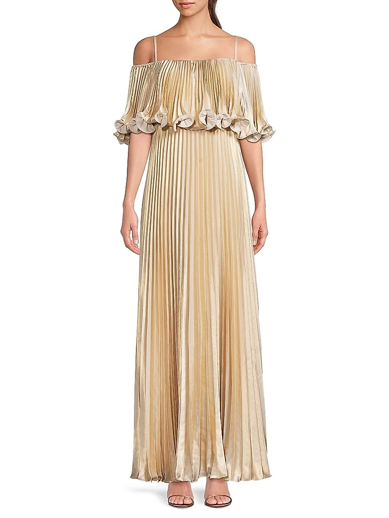Nikita Metallic Pleated Maxi Dress
