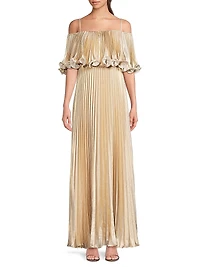 Nikita Metallic Pleated Maxi Dress