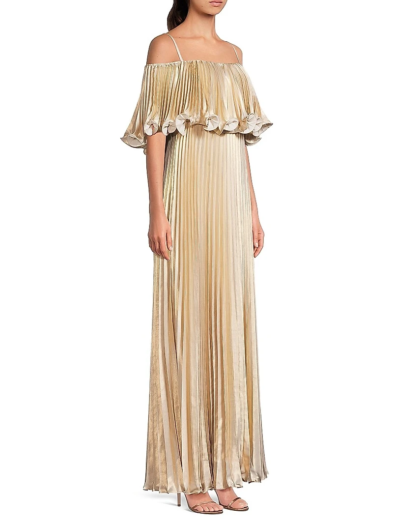 Nikita Metallic Pleated Maxi Dress