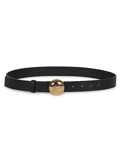Monogram Pebble Buckle Leather Belt