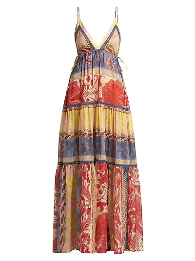 Patchwork Tiered Long Dress