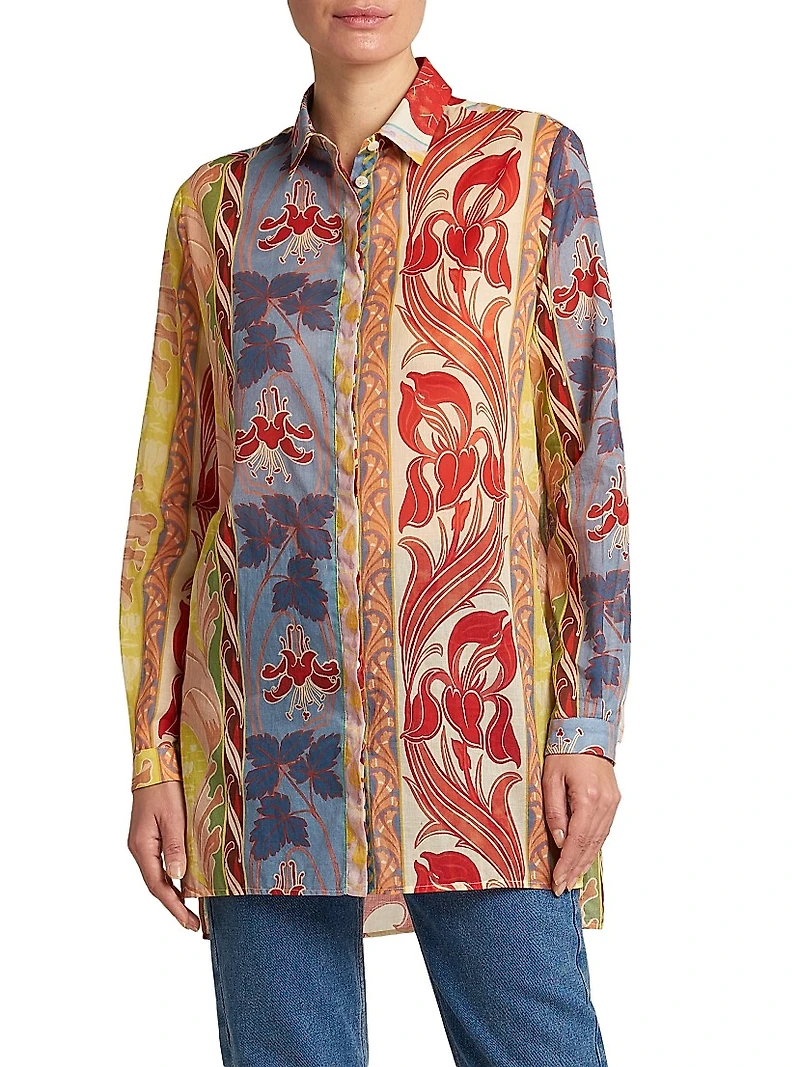 Floral Cotton Longline Shirt