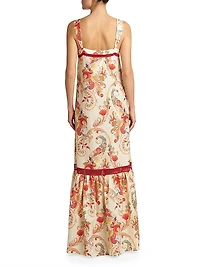 Striped Paisley Cotton-Silk Maxi Dress