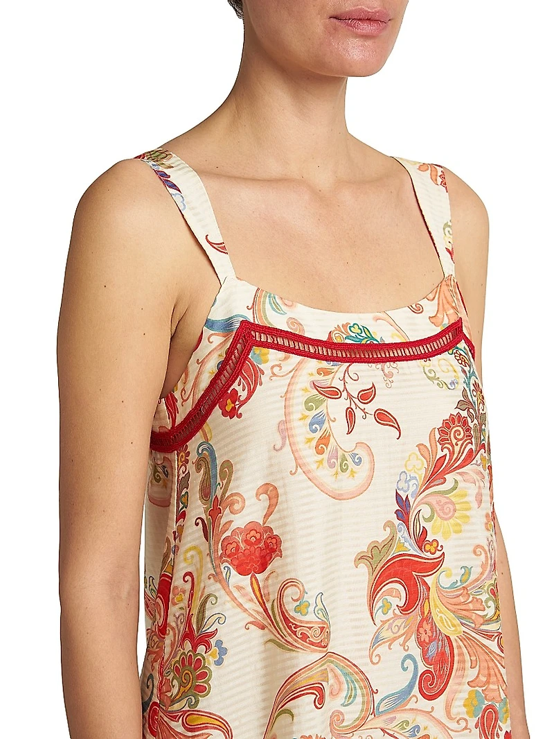 Striped Paisley Cotton-Silk Maxi Dress