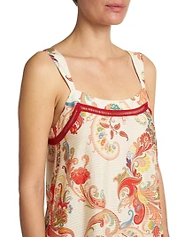 Striped Paisley Cotton-Silk Maxi Dress