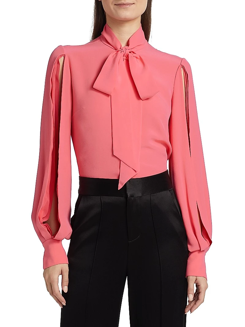 Silk Tie-Neck Blouse