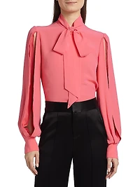 Silk Tie-Neck Blouse