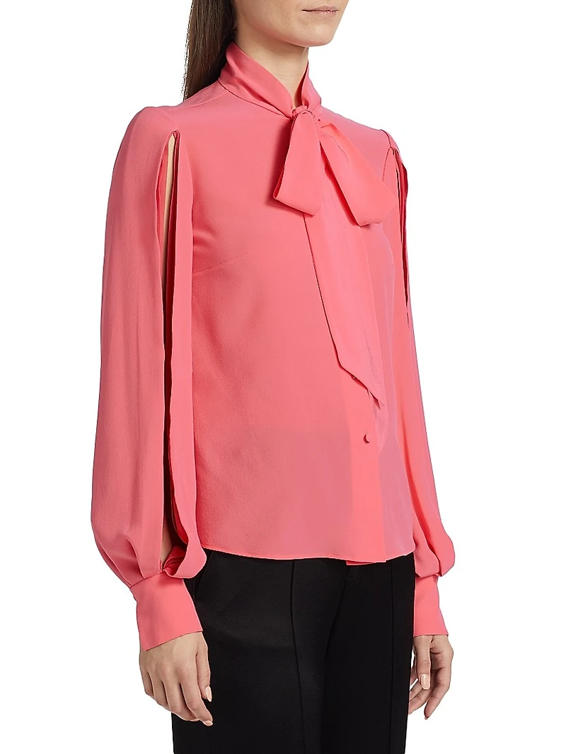 Silk Tie-Neck Blouse