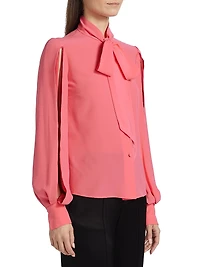 Silk Tie-Neck Blouse