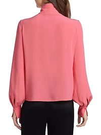 Silk Tie-Neck Blouse