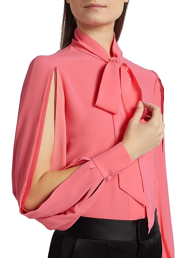Silk Tie-Neck Blouse