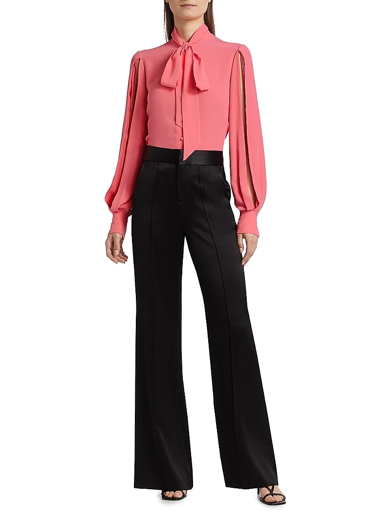 Silk Tie-Neck Blouse