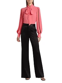 Silk Tie-Neck Blouse