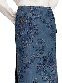 Paisley Denim Midi-Skirt