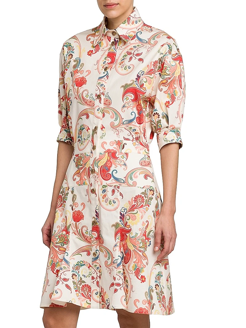 Stretch Cotton Knee-Length Shirtdress