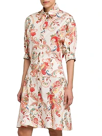 Stretch Cotton Knee-Length Shirtdress