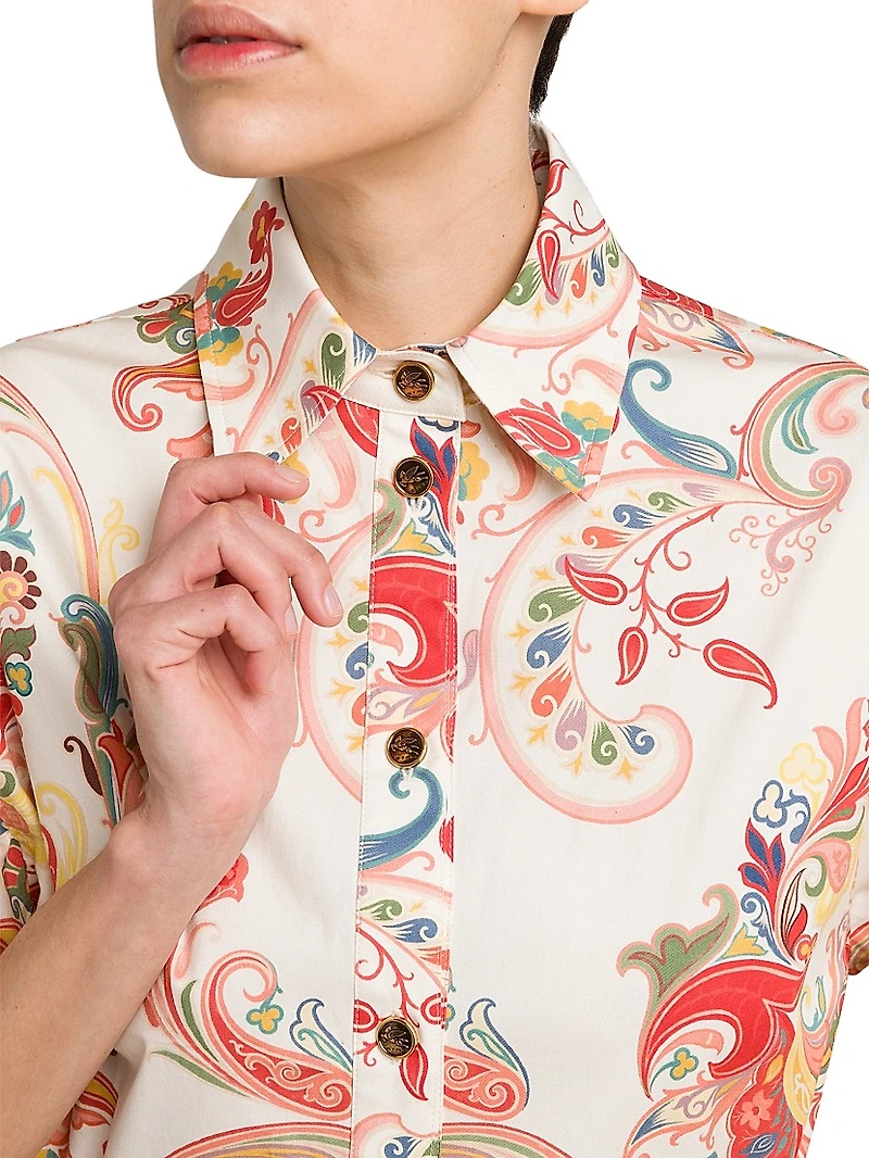 Stretch Cotton Knee-Length Shirtdress