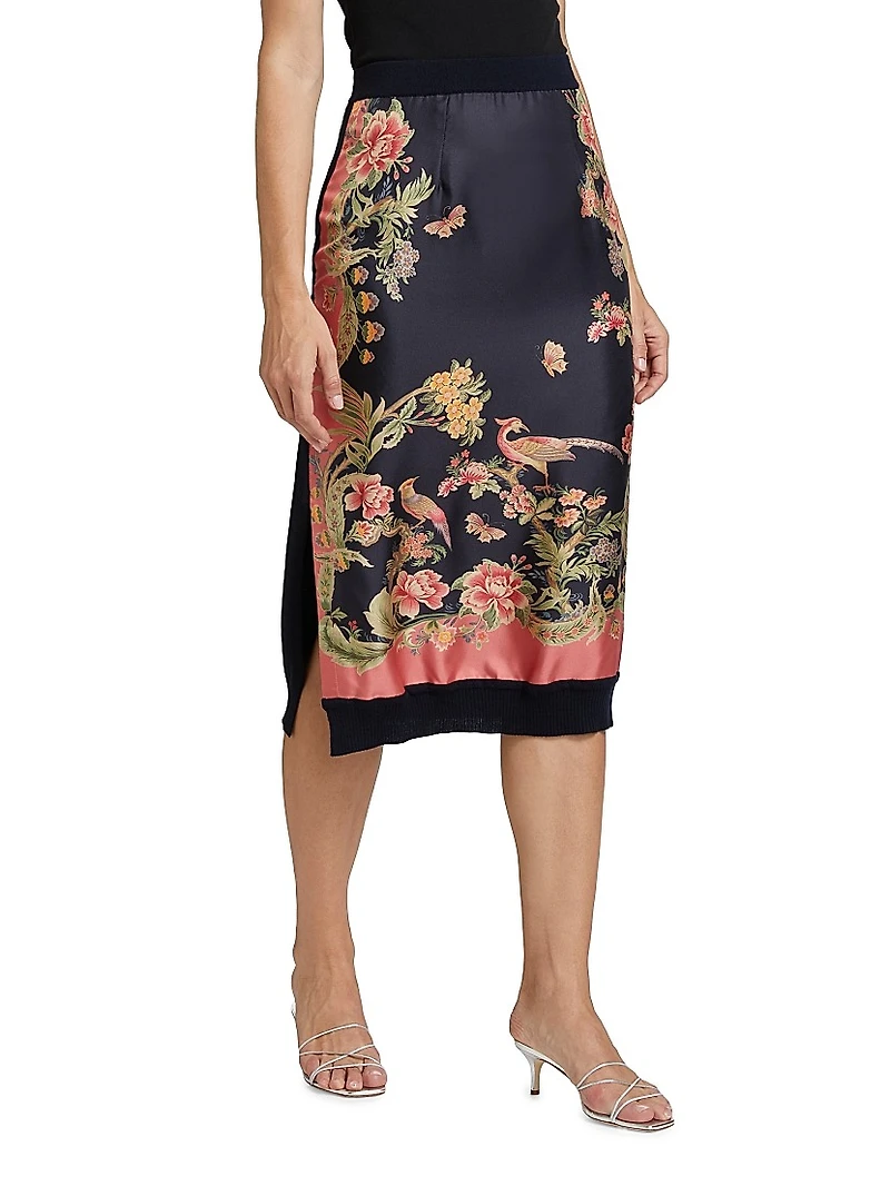 Garden Silk Combo Pencil Skirt