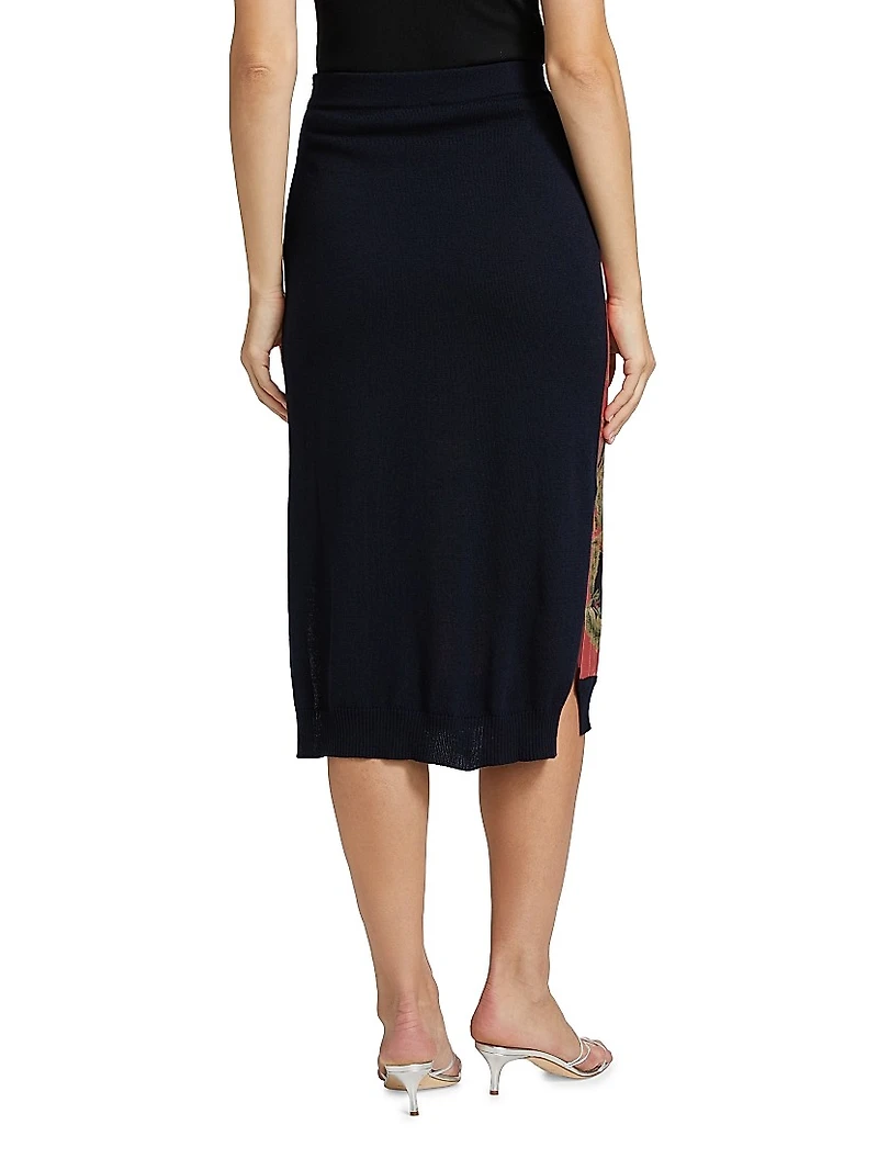 Garden Silk Combo Pencil Skirt