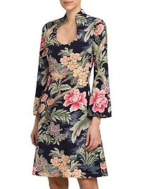 Floral Long-Sleeve Sheath Dress