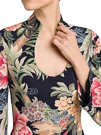 Floral Long-Sleeve Sheath Dress