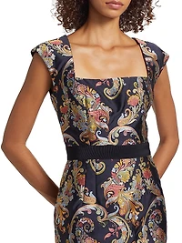 Floral Satin Sheath Dress