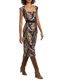 Floral Satin Sheath Dress