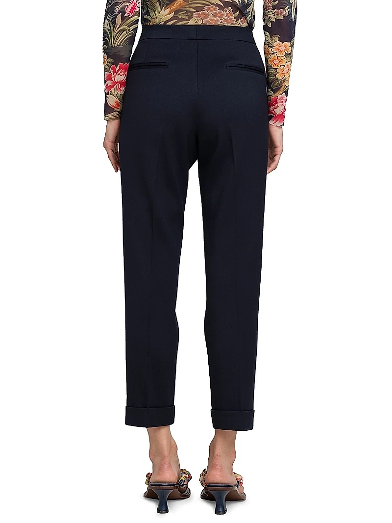 Cuffed Stretch Wool Trousers