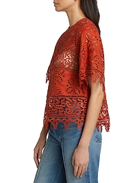 Aria Patchwork Linen & Eyelet Lace Blouse