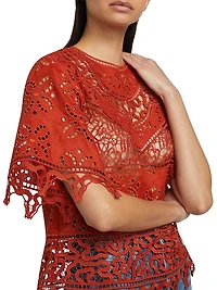 Aria Patchwork Linen & Eyelet Lace Blouse