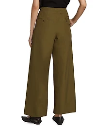 Lani Chino Pleated Wide-Leg Pants