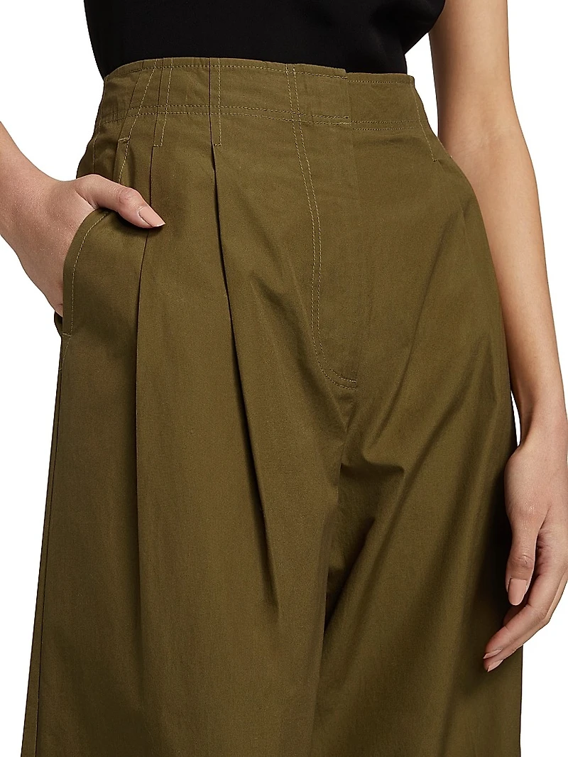 Lani Chino Pleated Wide-Leg Pants