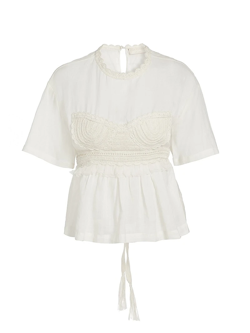 Cari Crochet Applique Top